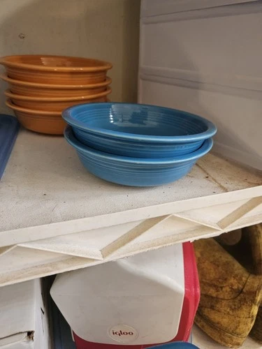 2 HLC Fiesta Fiestaware 7” Soup Cereal Ice Cream Bowl Turquoise, Peacock