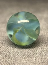 Vitro Agate HYBRID Cats Eye Marble blue green .74 inches vintage
