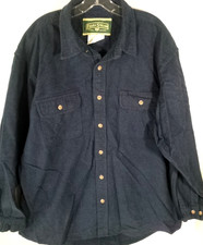 Field Stream-Mens-Button Down-Cotton Flannel Shirt-XL-Blue-Heavyweight Casual