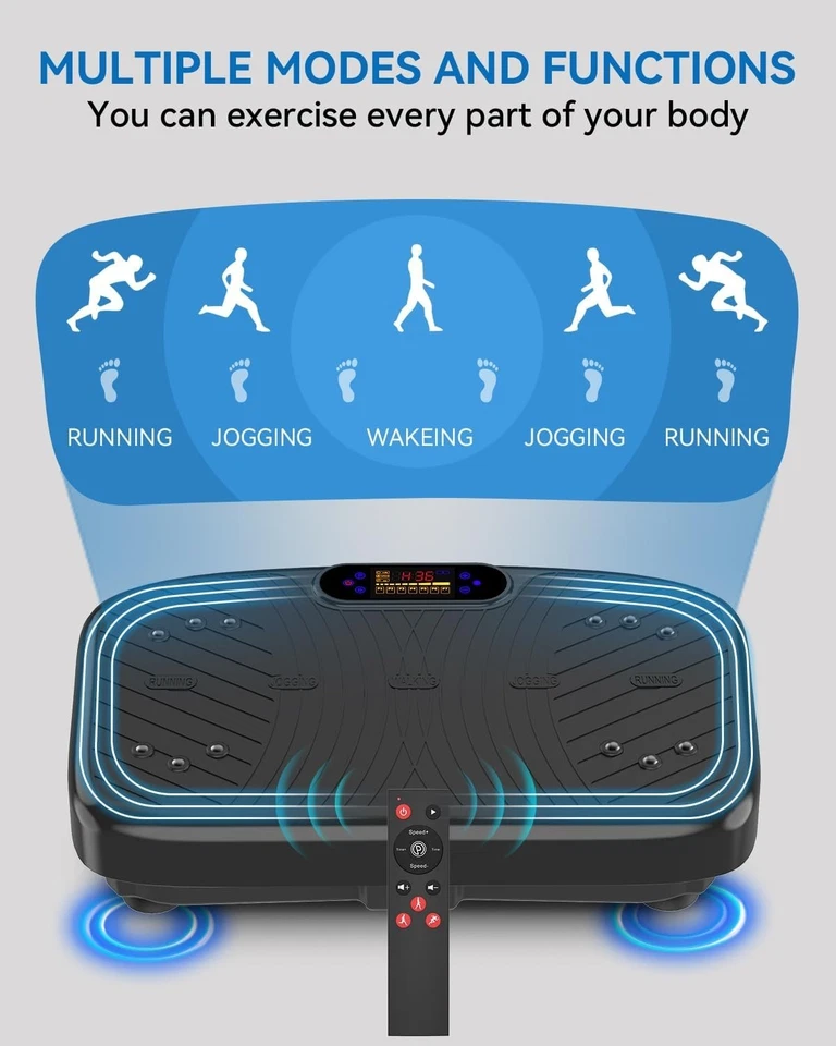 Vibration Plate Exercise Machine 200 Speed Fitness Platform 450Lbs Max - Image 4 of 4