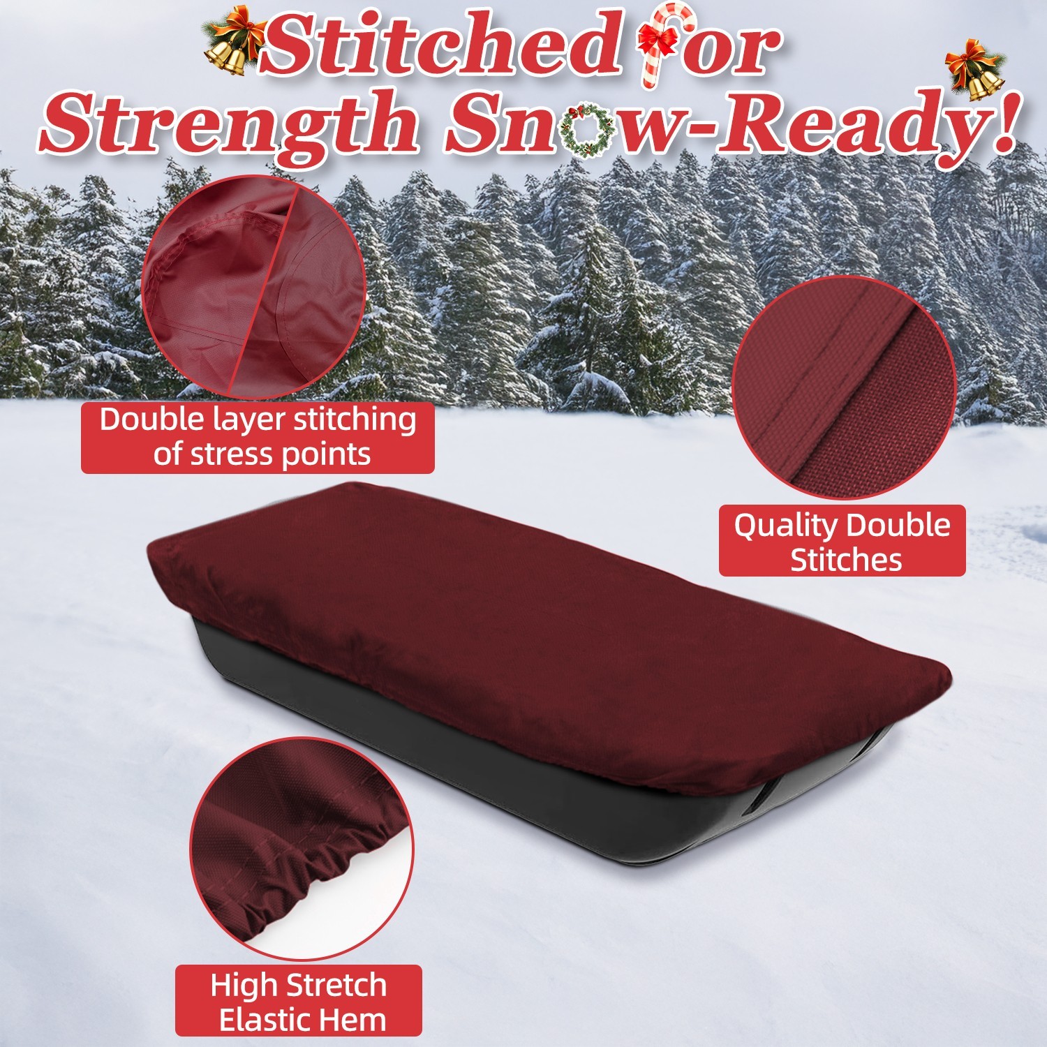 Durable Snow Sled Cover - Waterproof 600D Oxford Fabric, Adjustable Elastic Band