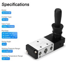 Easy to Install Pneumatic 14 PT 5 Way 3 Position Air Hand Lever Operated Valve