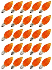 25 Pack C7 Faceted LED Orange Replacement Light Bulbs for Christmas Strings 0.7W