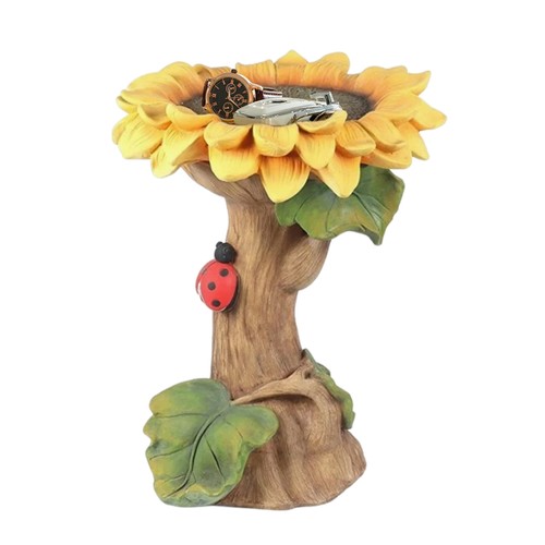 Flower Bird Feeder Stake - Cast Resin Birdseed Holder, Bird Bath Garden Stake - Picture 7 of 9