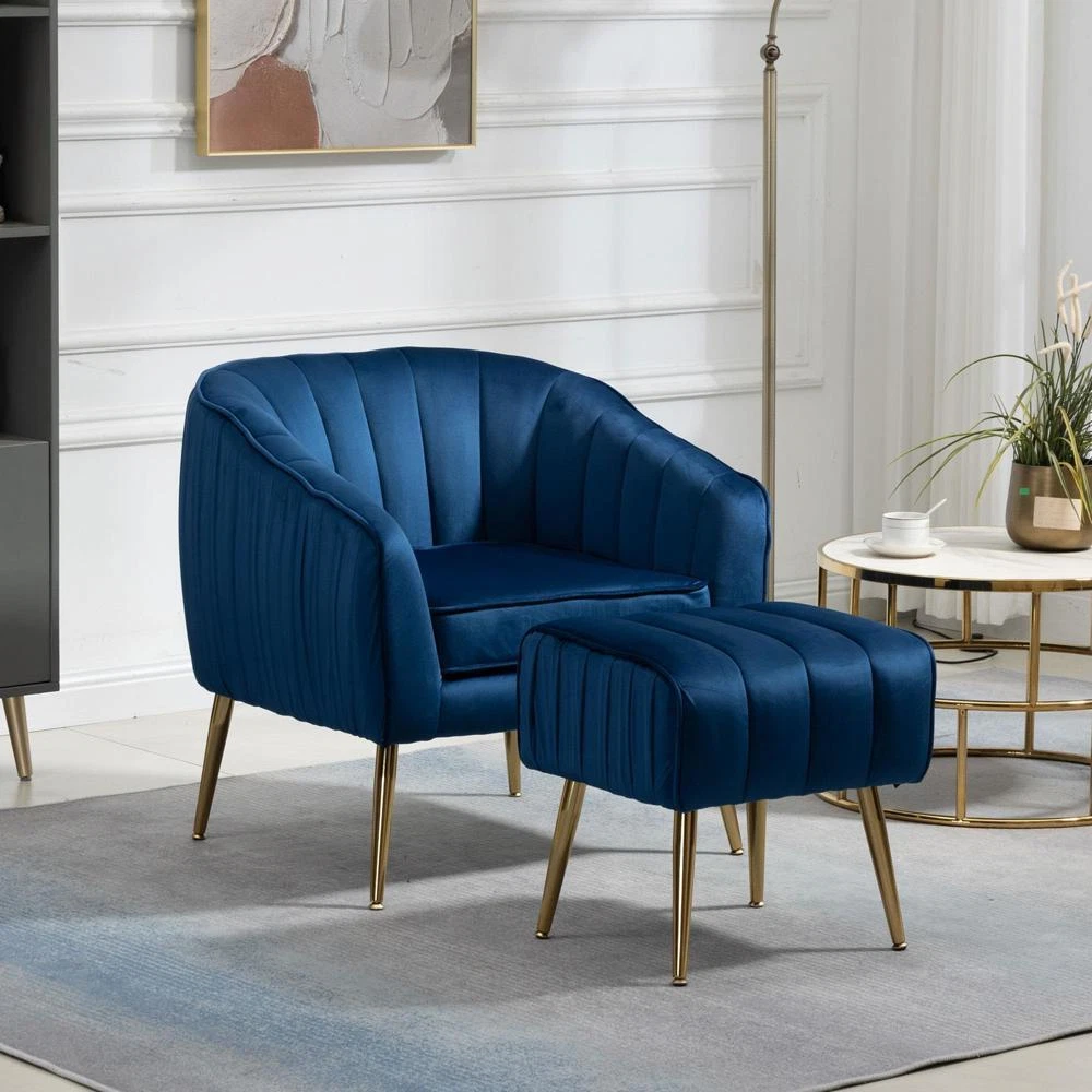 Navy accent sale chair with ottoman