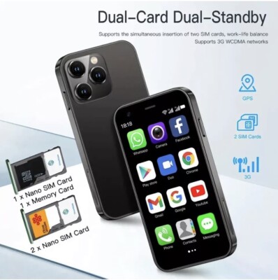 Mini Telefon Servo 3,0'' kleines Smartphone entsperrt Dual SIM 3G Android 2GB+16GB UK