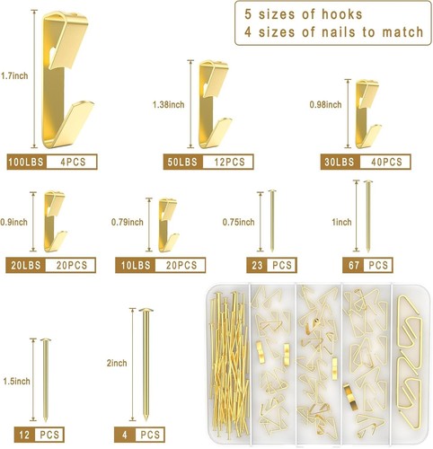202 PCS Frame Hanger Kit, 10Lb, 20Lb, 30Lb, 50Lb&100Lb Picture Hanging Hardware - Picture 5 of 11