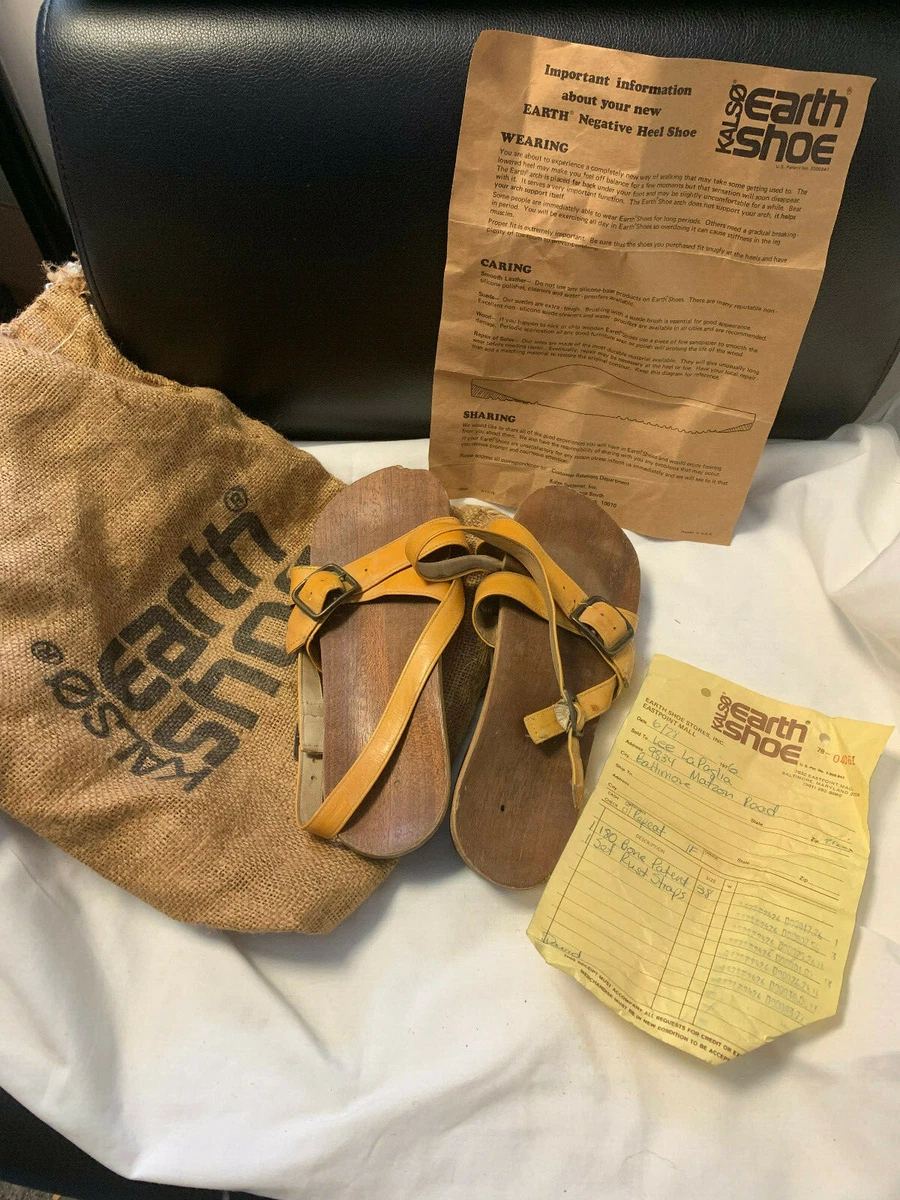 Vtg Hippie Kalso Earth Shoes Sz.38 Sandals W Original Bag