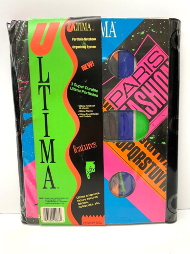 Vintage Mead Ultima Binder Trapper Keeper Folder Notebook 80s 90s Neon Graphics
