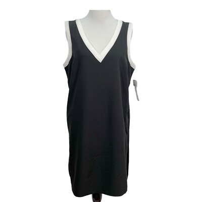 Danillo Boutique NWT Black Shift Dress Vent Size 12 Minimal Preppy Old Money