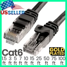 Black Cat6 Patch Cable Ethernet RJ-45 Cat6 Cord Internet LAN Network Wire LOT