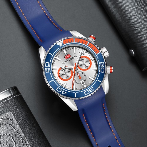 MINI FOCUS Men Watch Multifunction Sport Wrist Watches Silicone Strap Blue Watch - Bild 2 von 24