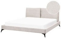 Polsterbett Cord Beige Lattenrost 180 X 200 Cm Hohes Kopfteil MetallfüßE Melle