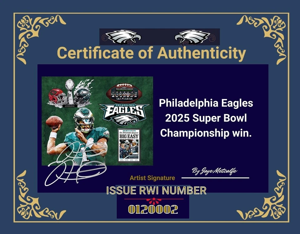 Philadelphia Eagles 2025 vitória no campeonato do Super Bowl emoldurado 16x20 - Imagem 3 de 3