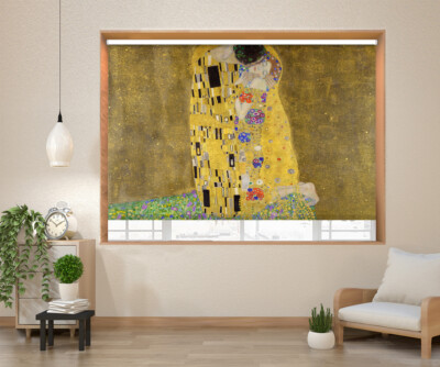 Gustav Klimts Der Kuss Druckbild Foto individuell Fensterrollo