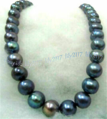 Rare 11-12mm South Sea Black Freshwater Pearl Necklace 14-36 inches 14K Gold