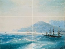 Ships Near the Coast Tile Mural Kitchen Bathroom Wall Backsplash Art 24x18