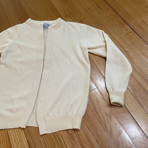 BALLANTYNE for THE SCOTCH HOUSE Open Front Cashmere Cardigan Womens XS/S Ivory - Picture 6 of 8