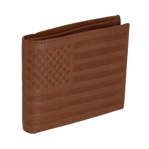 Portafoglio Uomo Bifold Bandiera USA Blocco RFID Vera Pelle Regalo - Foto 4 di 7