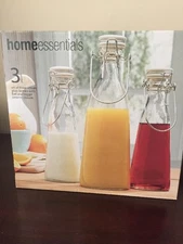 Home Essentials 3 Piece Artisan Glass Bottles Bail and Trigger Ceramic Closure