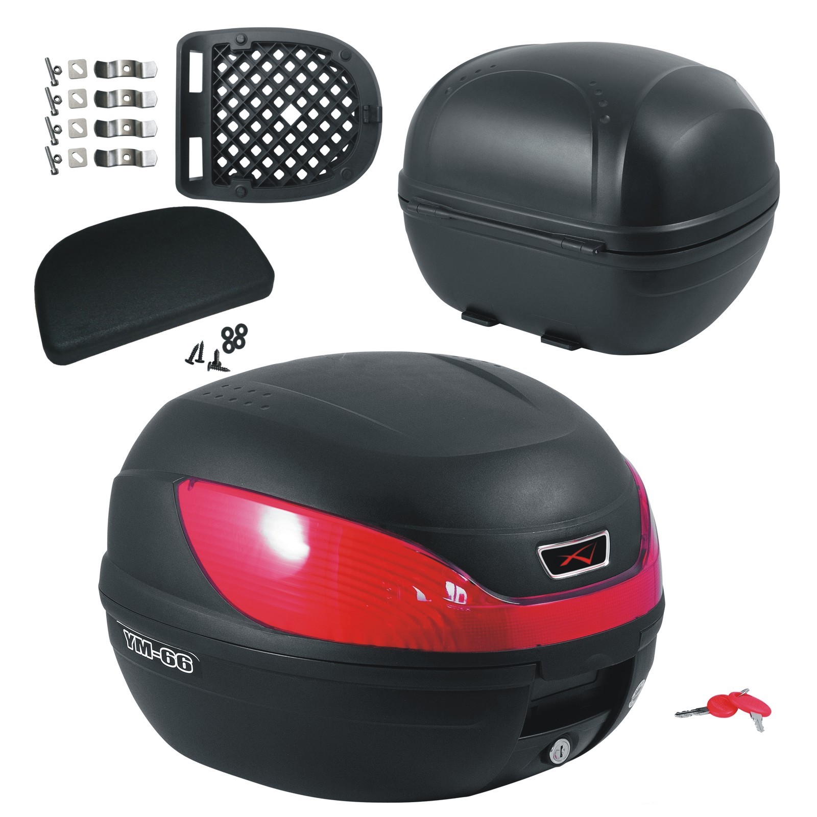 Top Case Box Luggage  with backrest Motorcycle Scooter 30 lt. Universal Scooter