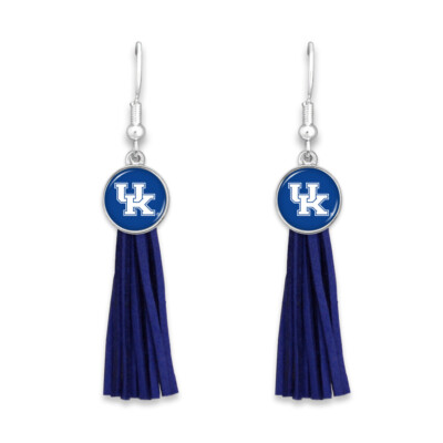 40071 Kentucky Wildcats Harper Blue and White Tassel Earrings