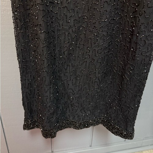 Vintage 100% Silk Laurence Kazar fully beaded gown size large - Picture 5 of 9