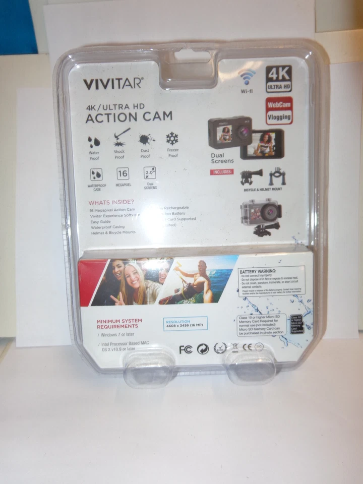 Camera Vivitar 4k ultra hd action cam 16 megapixel waterproof case/unopened box - Image 3 of 4