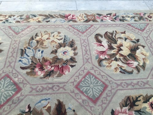 8x10 Vintage French Handmade Aubusson Rug Needle Point Home Décor Wool Kilim Rug - Picture 7 of 8