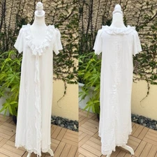 Linda Lundstrom white maxi ruffles light cotton dress