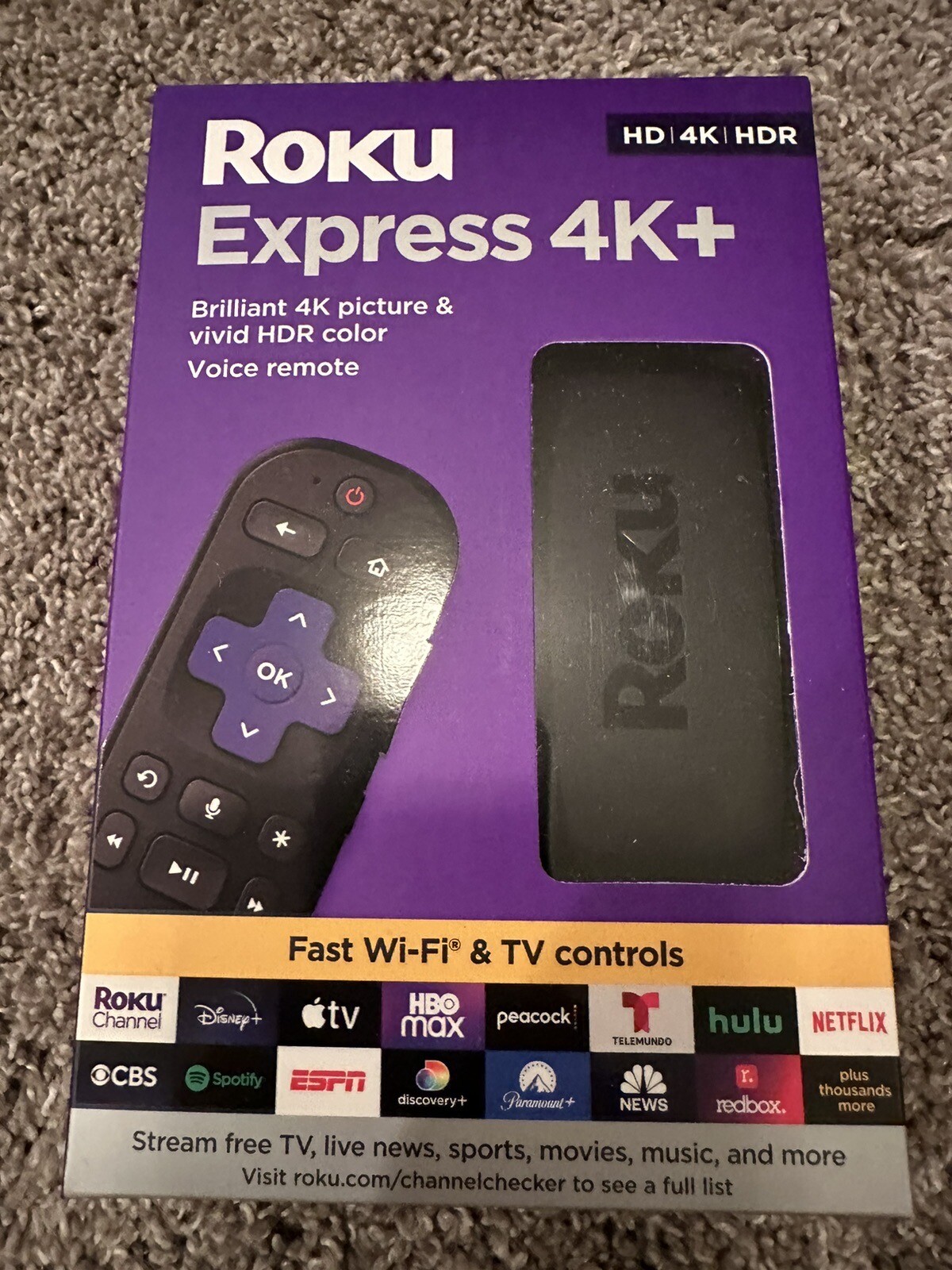 Roku Express 4K + Plus 3941R2 Streaming Voice Remote HD 4K HDR Factory