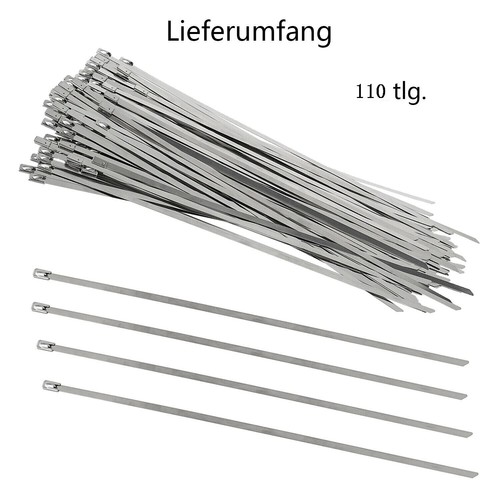 110X Edelstahl Kabelbinder Zange Kabel Set Binder 300mm Industriequalität Metall - Bild 10 von 12