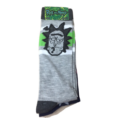 HYP Rick & Morty 2 Pair Pack Men s Novelty Crew Socks Size 10-13 New AR198