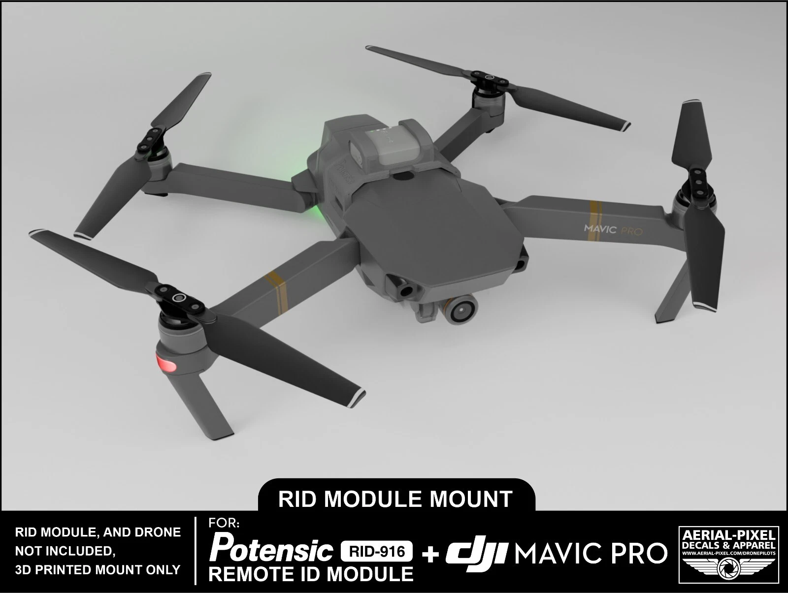 DJI Mavic Pro and Pro Platinum Potensic RID-916 Remote ID Module DJI Mavic Pro and Pro Platinum Potensic RID-916 Remote ID Module