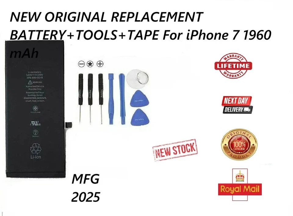 RAEMON 100% Genuine iPhone 7 Battery Replacement 1960 mAh + Tools UK FREE Delivery