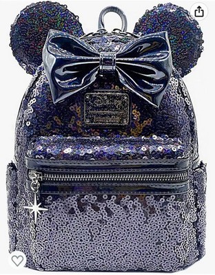 Loungefly Disney Celestial Dreams Holographic Black Sequins Mini Backpack INHAND