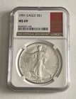 1991 Silver Eagle $1 Dollar - NGC MS 69