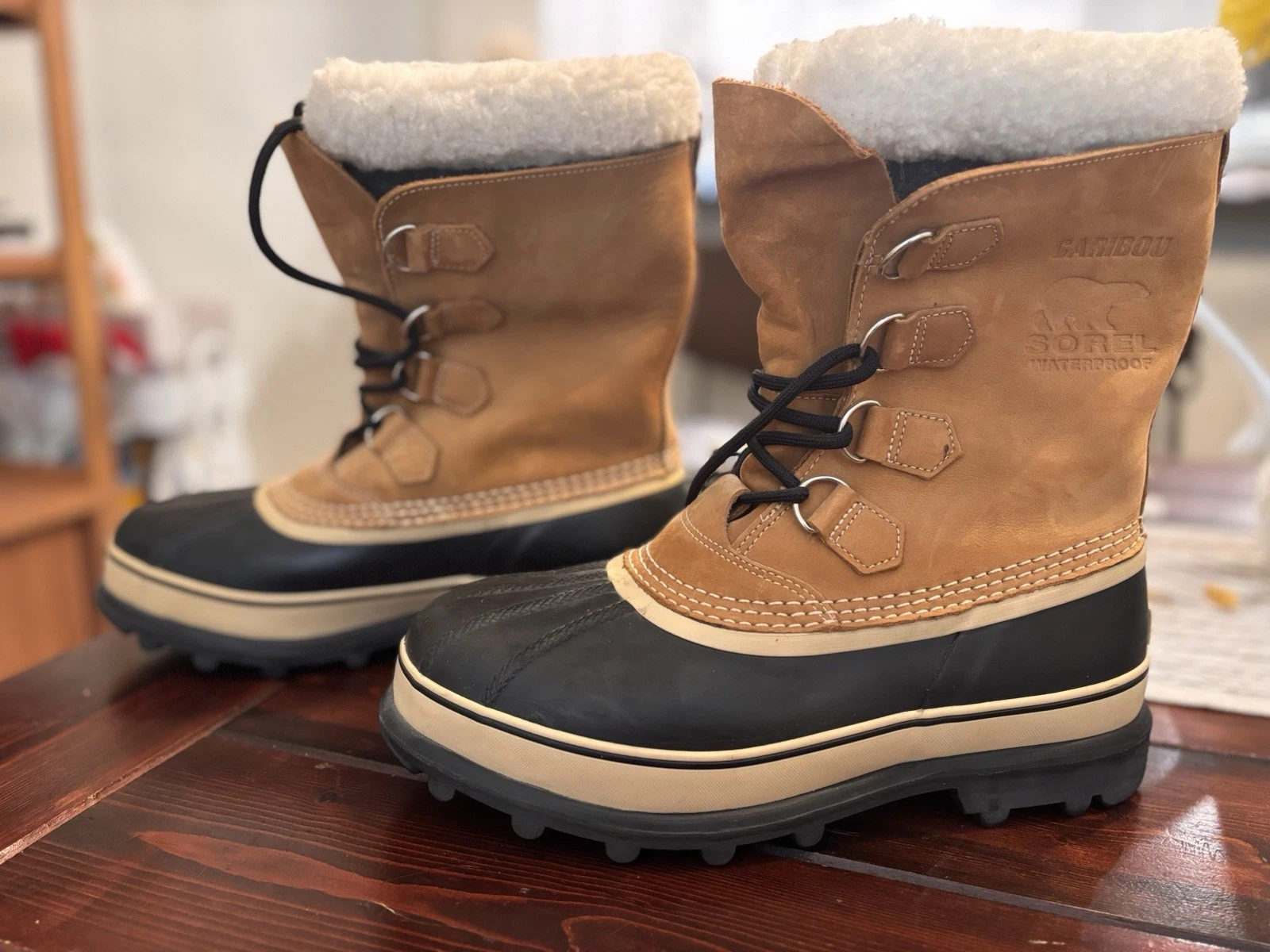 Sorel Caribou Waterproof Insulated Snow Boots Leather Brown Black Men's Size 10