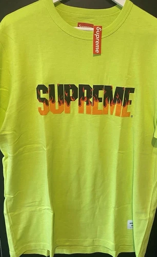 T shirt haut FW19 Supreme Flames S/S vert vif XL Xtra Large Neuf avec étiquette