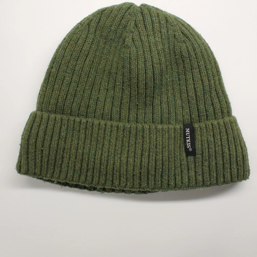 MUTKIS wool blend green winter hat fleece lined