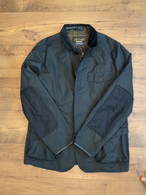 Barbour For Land Rover Mens L Waxed Cotto Elbow Patch Work Chore Coat (Read)