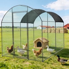 Large Metal Chicken Coop Dome Chicken Run Pen Walk-in Poultry Cage Security Lock