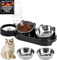 3-In-1 Katzennapf, Katze Futternapf Und Wassernapf-Set, 15°Geneigte Edelstahl Ka