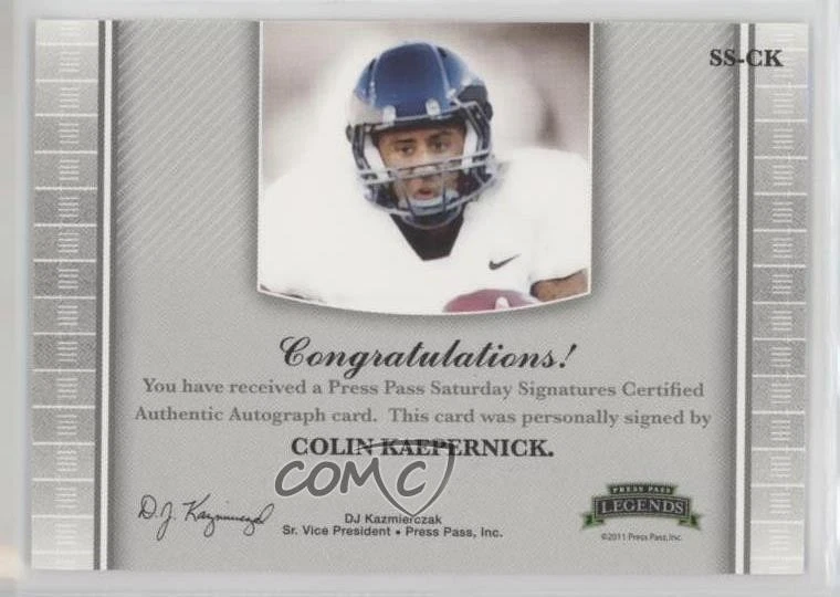2011 Press Pass Legends Saturday Signatures Colin Kaepernick Rookie Auto RC - Image 2 of 2