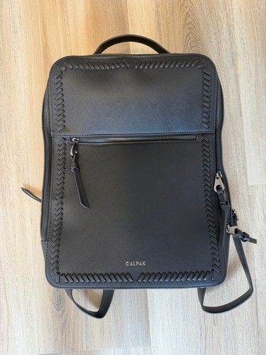 CALPAK Kaya 15" Laptop Backpack Black Faux Leather Travel Carry On Luggage Used