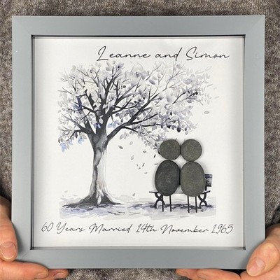 Personalisierte Kiesel Kunst Hochzeitstag Geschenk Andenken 60 Jahre Diamant 60.