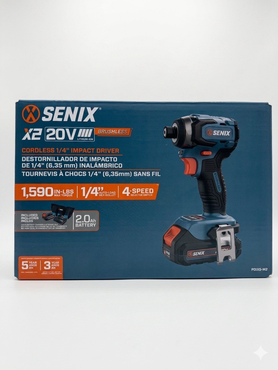 SENIX 20V Brushless Impact Driver Kit 1/4&rdquo; w Battery Charger 4-Speed NEW