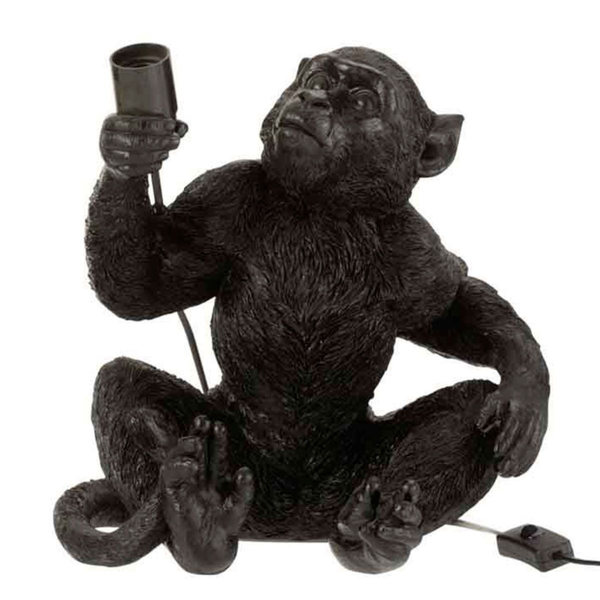 Lampe singe assis noir 37cm pour ambiance jungle chic de salon