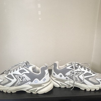 Louis Vuitton Men s Low Top Lace-Up Athletic Sneakers White/Gray Rubber Sole