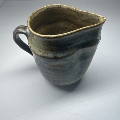 Handmade Studio Pottery Creamer   Rustic Glazed Stoneware Mug with Spout
